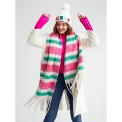 Shiraleah Pink and Green Stripe Jesse Scarf