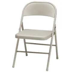 MECO Sudden Comfort All Steel Folding Chair Set with Steel Frame and Contoured Backrest for Indoor or Outdoor Events, Buff Lace (Set of 4)