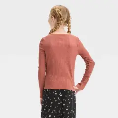 Girls' Long Sleeve Pointelle Lace T-Shirt - art class&trade;