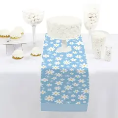 Big Dot of Happiness Blue Daisy Flowers - Petite Floral Party Paper Table Runner - 12 x 60 inches
