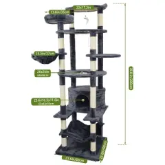 Racxily 78 in Cat Tree Tower with Large Condo Sisal Scratching Post Big Hammock and Top Platform