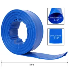 NAYSAYE Cleaning Tool Pool Backwash Hose 1.5 Inch 50FT Reinforced PVC Discharge Hose for Filter Pump, Blue, 11.8"*11.20"*3.30"