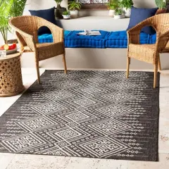 Mark & Day Hamme Rectangle Woven Indoor and Outdoor Area Rugs Black/White
