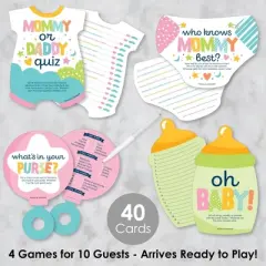 Big Dot of Happiness Colorful Baby Shower - 4 Baby Shower Games - 10 Cards Each - Gamerific Bundle