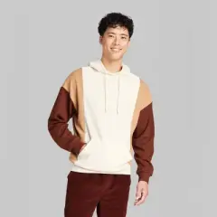 Men's Fleece Colorblock Hoodie Sweatshirt - Original Use&trade; Tan/Brown
