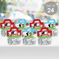Big Dot of Happiness Farm Animals - DIY Barnyard Baby Shower or Birthday Party Clear Goodie Favor Bag Labels - Candy Bags with Toppers - Set of 24