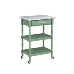 Carolina Kitchen Cart with Stainless Steel Top Green - Boraam