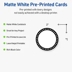 Avery&reg; Cards, 2" Diameter, Black & White Polka Dots, 120ct