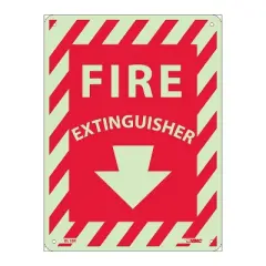 National Marker Notice Signs; Fire Extinguisher 12X9 Glow Rigid GL10R