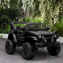 Aosom 12V Kids Ride On Car, Electric Battery Powered Off Road Truck Toy with Parent Remote Control, Adjustable Speed, Black