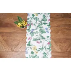 C&F Home Marcy Blooms Rectangle Cotton Table Runner 14" x 51" Floral Design All Seasons Kitchen Dining Dinner Table Tablerunner Decor Decoration