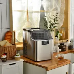 Costway Portable Ice Maker 40Lbs/24H Countertop Self-Cleaning with Ice Scoop and Basket