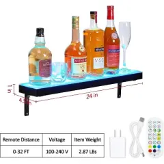 1 Tiers 24 Inch Acrylic Wall Mounted Whiskey Rack Stand with Remote and App Control