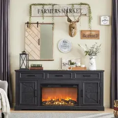SinCiDo 70" Fireplace TV Stand, Entertainment Center w/ 30" Fireplace, Equipped w/ Remote Control & 3D Flame, Storage Cabinets & Drawers