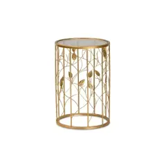 Anaya Glam Brushed Metal and Glass Leaf Accent End Table Gold - Baxton Studio