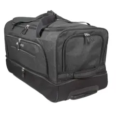 Dejuno 32-Inch Lightweight Denim Drop Bottom Rolling Duffel Bag