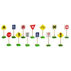 Guidecraft Miniature Traffic 7" Signs - 13 pcs