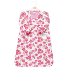 Hudson Baby Girls Long Sleeve Plush Faux Fur Sleeping Bag, Wearable Blanket, Pink Roses