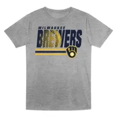 MLB Milwaukee Brewers Boys' Gray Poly T-Shirt