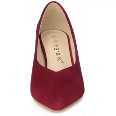 Allegra K Women's Pointy Toe Slip-on Low Chunky Heels Pumps