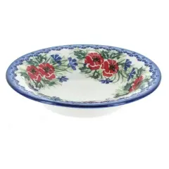 Blue Rose Polish Pottery 5F WR Unikat Soup Plate with Rim
