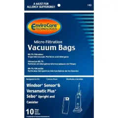 Windsor Sensor, Versamatic Plus, Sebo Uprights Micro Filtration Vacuum Bags Micro Filtration Vacuum Cleaner Bags10 Pack