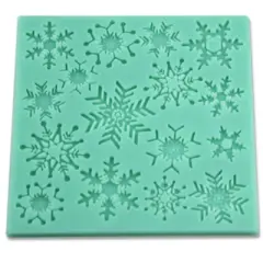 O'Creme Snowflakes Silicone Fondant Mold - 4" x 4"  - Green