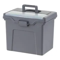 IRIS 4pk Portable Letter Plastic File Box with Organizer Lid Gray