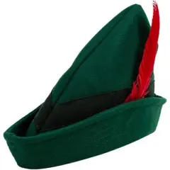 Joyfy Felt Robin Hood Hats with Feather, Tyrolean Costume Accessory for Halloween Dress Up, Green Alpine German Hat One Size Fits all for Adult