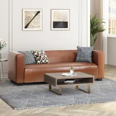 NicBex PU Leather Sofa Couch Modern Upholstered 3 Seater Sofa with Extra Deep Seat,Comfy Couch for Living Room,Apartment