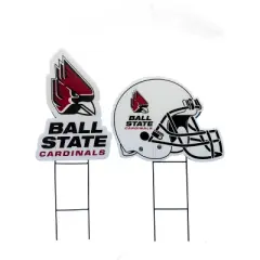 NCAA Ball State Cardinals 2pk Logo and Helmet Garden Stake Set