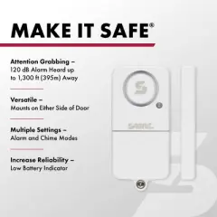 Sabre 2pk Door/Window Alarms: Security Sensors, Self-Monitoring, Adhesive Mount, Battery Powered, Window Locks