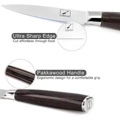 imarku Paring Knives, 3.5 Inch Small Kitchen Knife - Japanese SUS440A Stainless Steel Fruit Knife, Ergonomic Pakkawood Handle, Ultra Sharp Knife