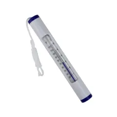 Northlight 6.75" White and Blue Round Swimming Pool Thermometer with Cord