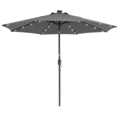 Sonkuki 9 ft Outdoor LED Round Solar Lighted Patio Market Umbrella W/Tilt, UV-Resistant Fabic for Backyard, Garden