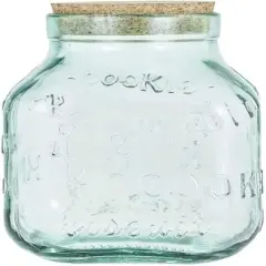 Amici Home Italian Recycled Glass Cookie Jar - Green Biscotto Design with Cork Top, Made in Italy, Ideal for Storing Cookies and Other Treats, 105 oz.