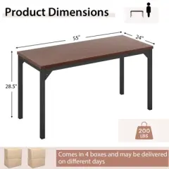 Costway Set of 4 55" Conference Table Office Computer Study Desk Metal Base Meeting Room