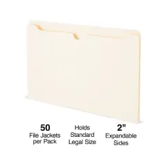 MyOfficeInnovations Manila File Jackets with Reinforced Tab Legal 2" Expansion 50/Box 440374
