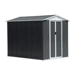 6x9 FT Outdoor Metal Storage Shed with Apex Roof, Waterproof Panels, Ventilation, and Aluminum Frame - Coolbibila