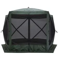 Gazelle GG500GR 4 Person 5 Sided Outdoor Portable Pop Up Water and UV Resistant Gazebo Screened Tent with Carry Bag and Stakes, Alpine Green