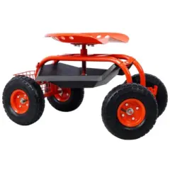 DSVIMOY Garden Cart Rolling Scooter, Adjustable Height Scooter, Rolling Garden Cart with 4 Wheels and Extendable Handle, Red, 31.8"*17.7"*35"