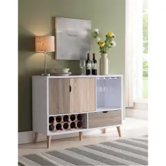 Hoff Contemporary Buffet Glossy White and Weathered Sand - HOMES: Inside + Out