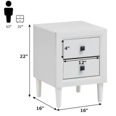 Costway Nightstand End Bedside Coffee Table Wooden Leg Storage Drawers  White