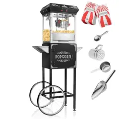 Olde Midway Vintage-Style 4 oz Popcorn Popper Machine Maker with Cart