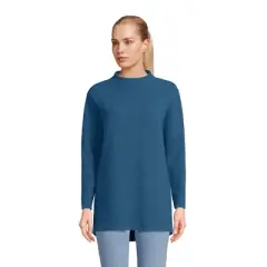 Lands' End Women's Long Sleeve Textured Pique Funnel Neck Tunic