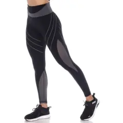 Women's High-Waist Reflective Piping Fitness Leggings  - White Mark