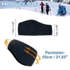 Unique Bargains Polar Fleece Stretchy Winter Running Sweatband with Button Ear Warmer Headband
