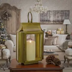 18" HGTV Slim Lantern Gold - National Tree Company