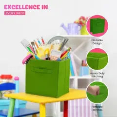 4E's Novelty 6 Packs 11 Inch Rainbow Color Storage Foldable Cube Bins, Colorful Storage Baskets