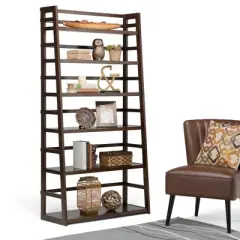 72" Normandy Wide Ladder Shelf Bookshelf Brunette Brown - WyndenHall